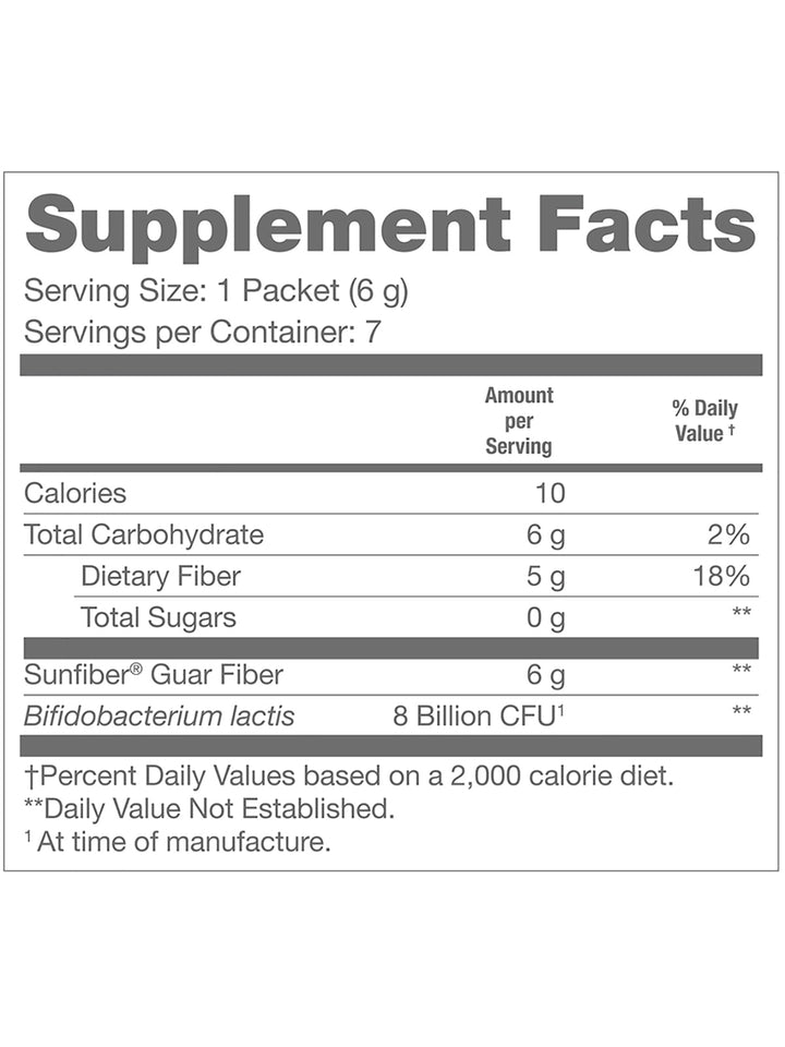 Sunfiber GI Fiber Supplement Facts