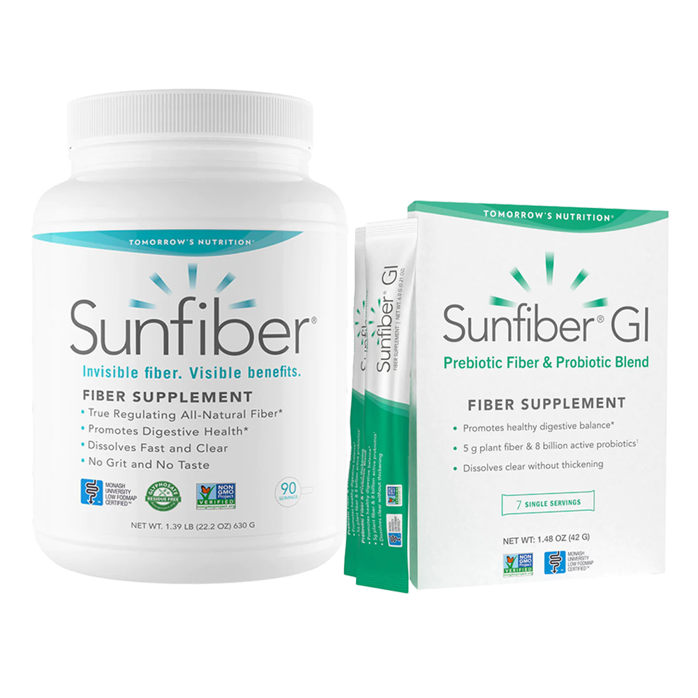 Sunfiber 90 Servings Fiber Supplement Bottle with Sunfiber GI Fiber Supplement Box