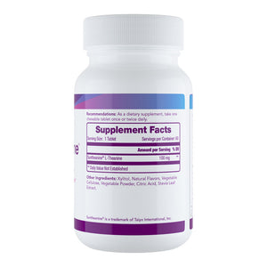 Tomorrow's Nutrition Suntheanine Chewable tablets supplement bottle - side view showing Supplement Facts