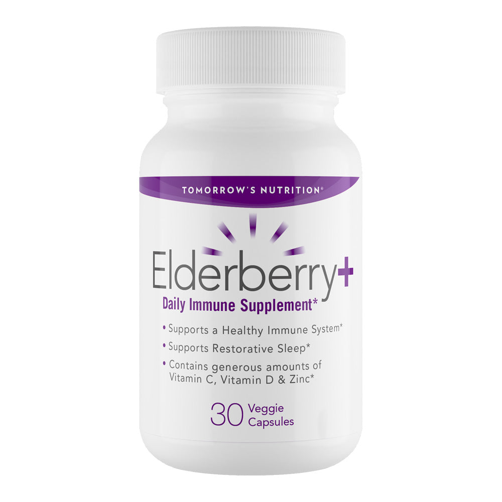 Tomorrow's Nutrition Elderberry Plus Supplement Bottle Front View