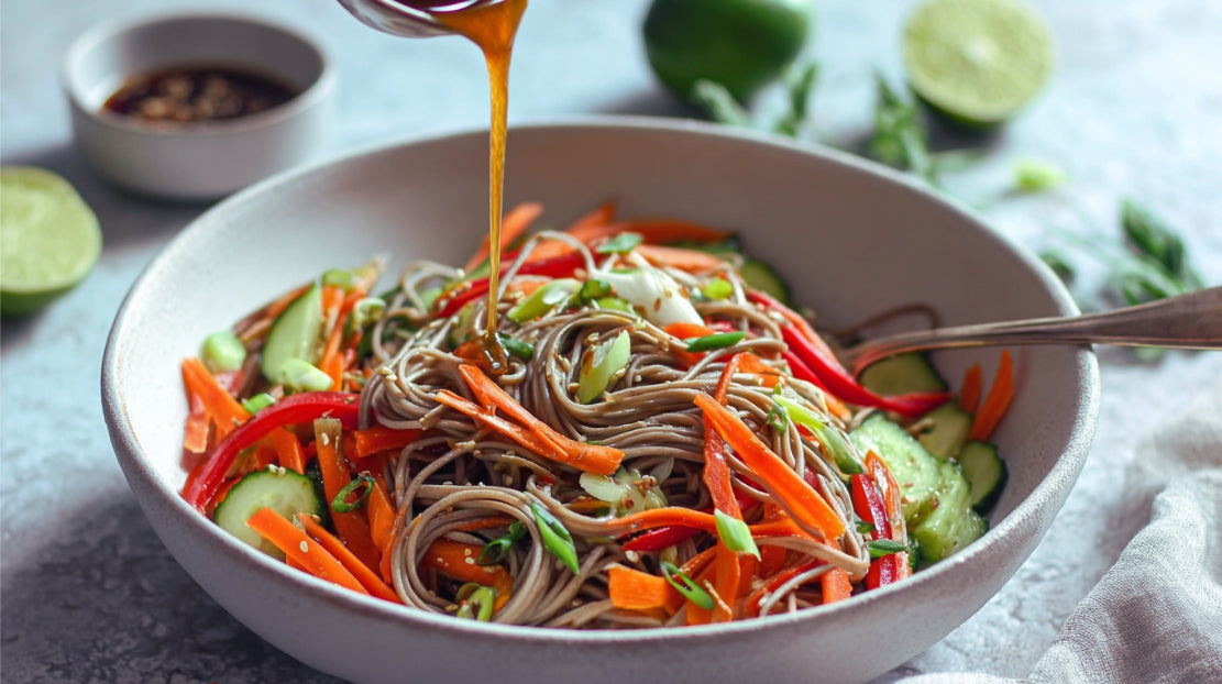 Cold Soba Noodle Salad with Sesame-Ginger Dressing