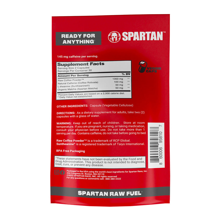 Spartan Energy Back of Product Pouch