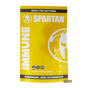 Spartan Immune Front of Product Pouch with one capsule