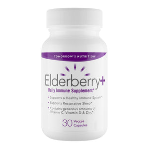 Tomorrow's Nutrition Elderberry Plus Supplement Bottle Front View