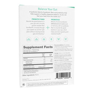 Tomorrow's Nutrition Sunfiber GI 3/4 back view of product box showing supplement facts